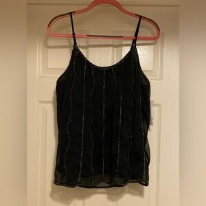 Denim & Supply Ralph Lauren Black Beaded Camisole Tank Top